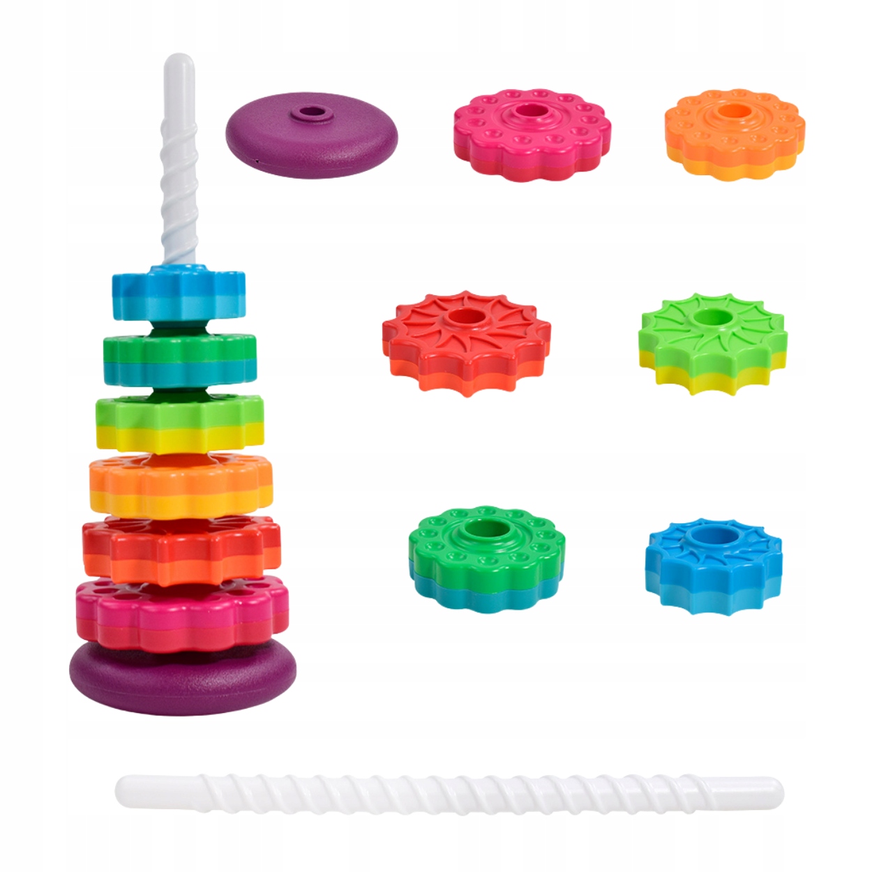 CSAVART TORONY OKTATÓ JÁTÉK SZIVÁRVÁNY PIRAMIS SPIRÁL GYEREKNAP Nem kisfiúk kislányok unisex