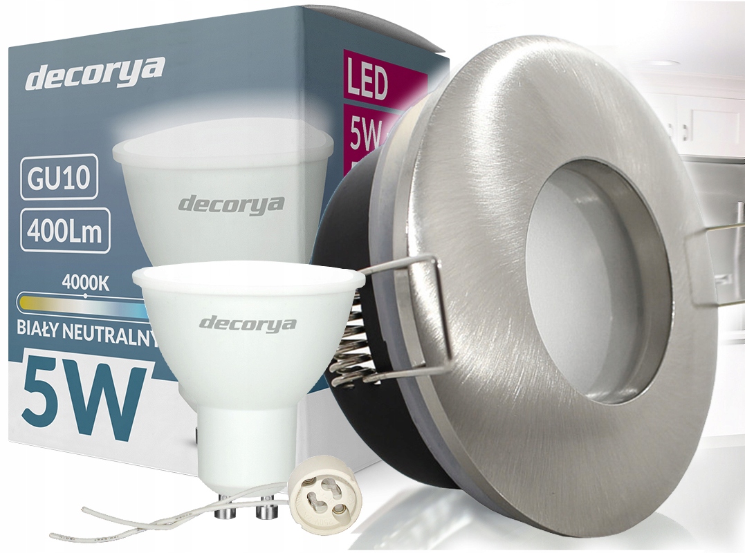 OPRAWKA SUFITOWA METALOWA IP64+ŻARÓWKI GU10 4SZT Zasilanie sieciowe