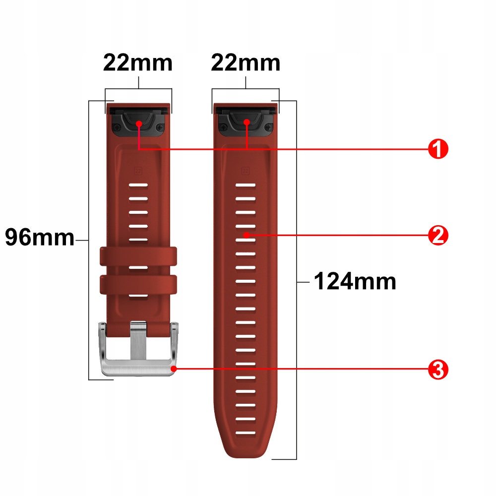 Silikonowy pasek premium QuickFit 22 mm do GARMIN Fenix 6 7 8 - 47mm Epix 2 Marka TRIMARK