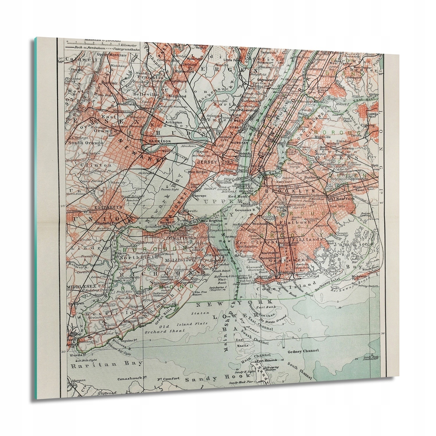 Stará mapa New York Foto na stenu zo skla 60x60