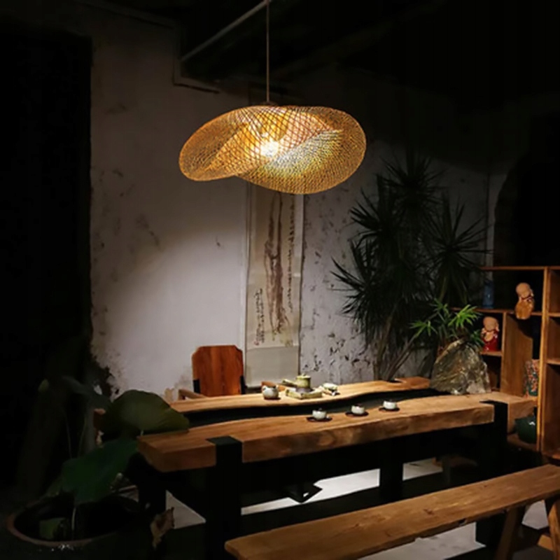 LAMPA WISZĄCA PLECIONA BAMBUS NATURAL BOHO DREWNO Marka TOOLIGHT