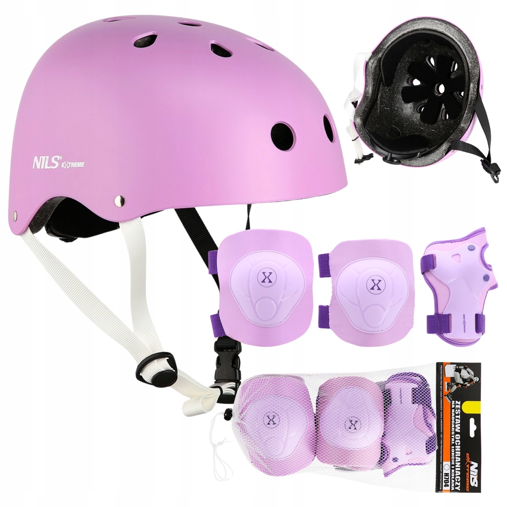 Kask Z Regulacją Orzeszek Ochraniacze Zestaw Na Rolki Rower Deskorolkę L