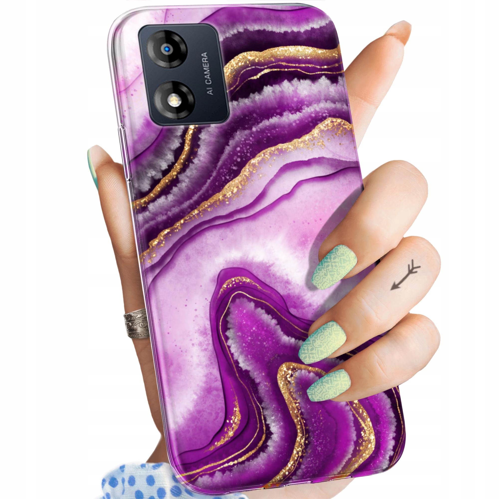Etui Do Motorola Moto E13 Różowy Marmur Purpura Róż Marmur Obudowa