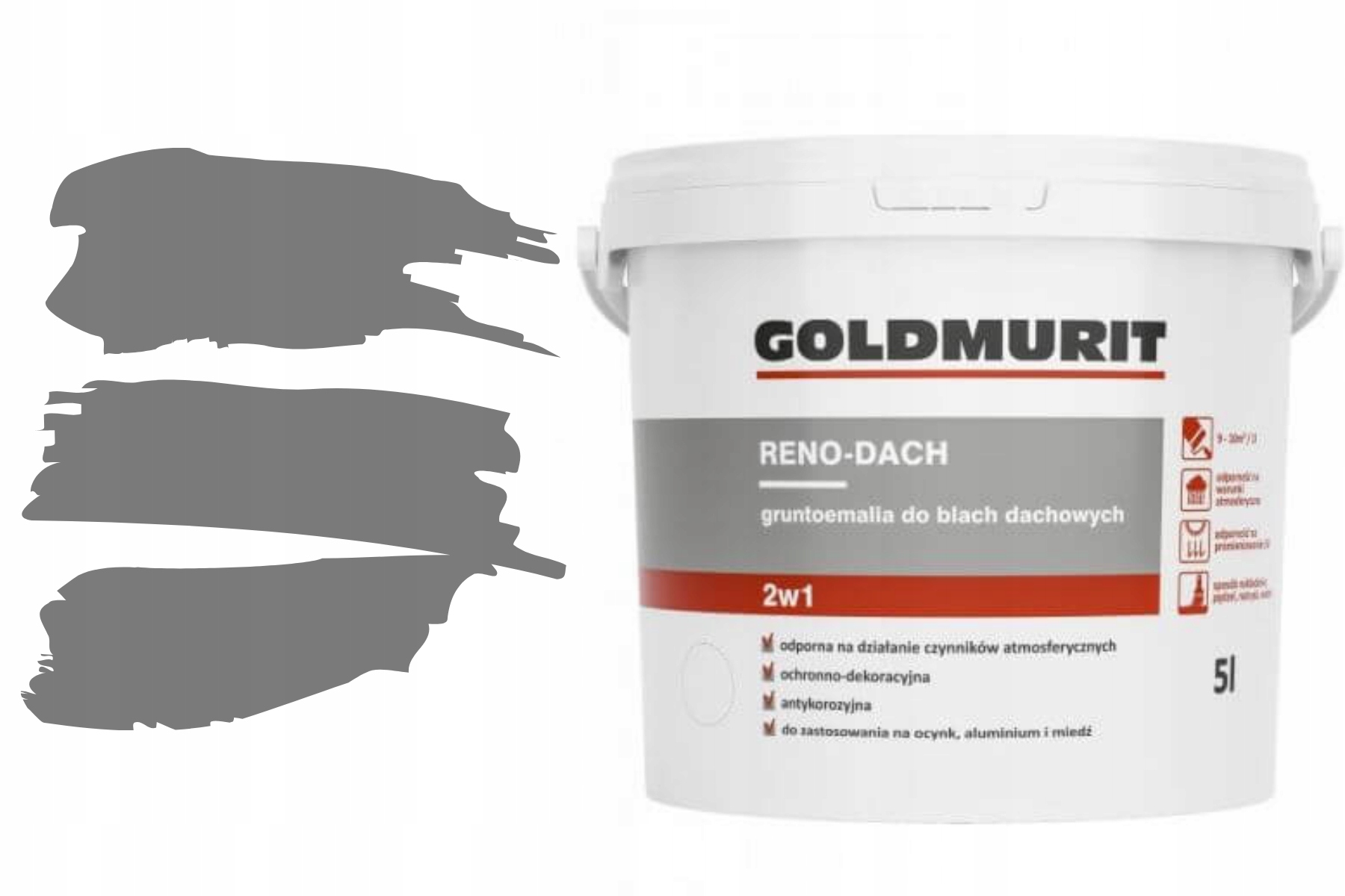 Goldmurit Reno-Dach – vodou riediteľná farba na strechy popolavá RAL7037 5l