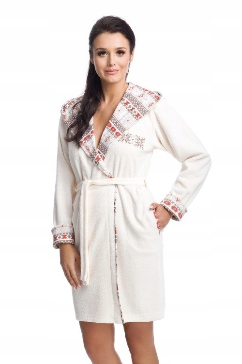 Dámský župan FR-265 Dorota Ecru teplý měkký elegantní jako Dárek
