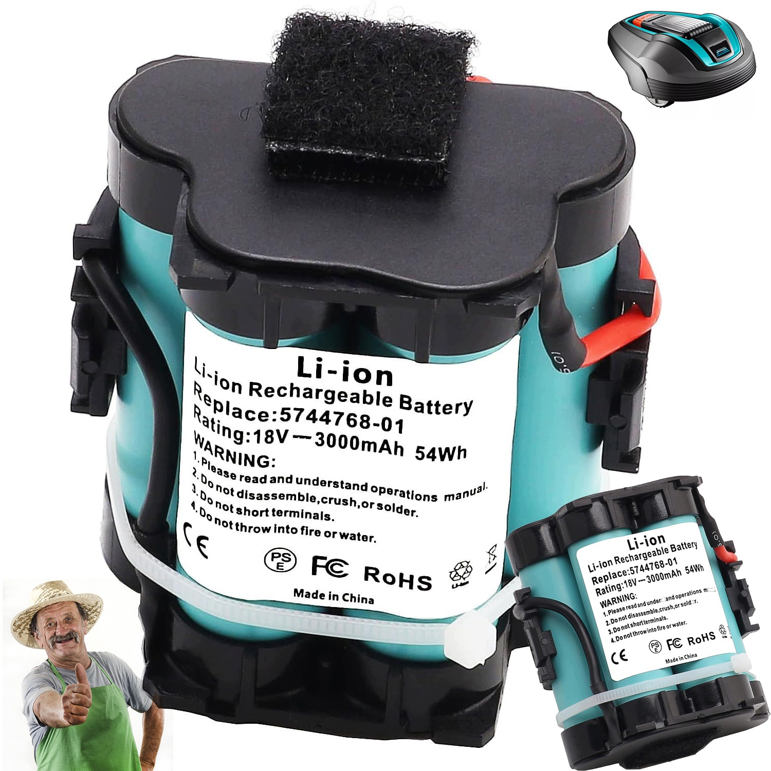 Akumulátor 3 Ah, 18 V, Pro Gardena R38LI, R40LI, R50LI, R70LI