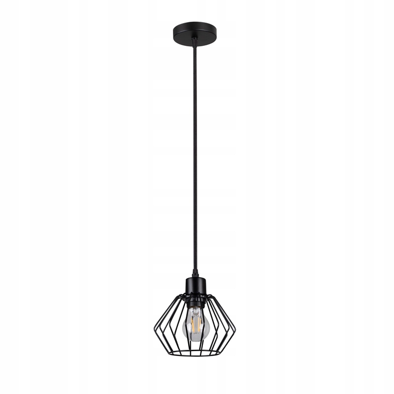 

Lampa wisząca zwis klosz druciany diament czarna