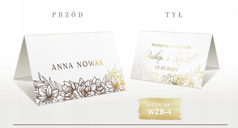 WINIETKI WESELNE NA STÓŁ - ZŁOCONE GLAMOUR 4 SZT. Zdobienie brak