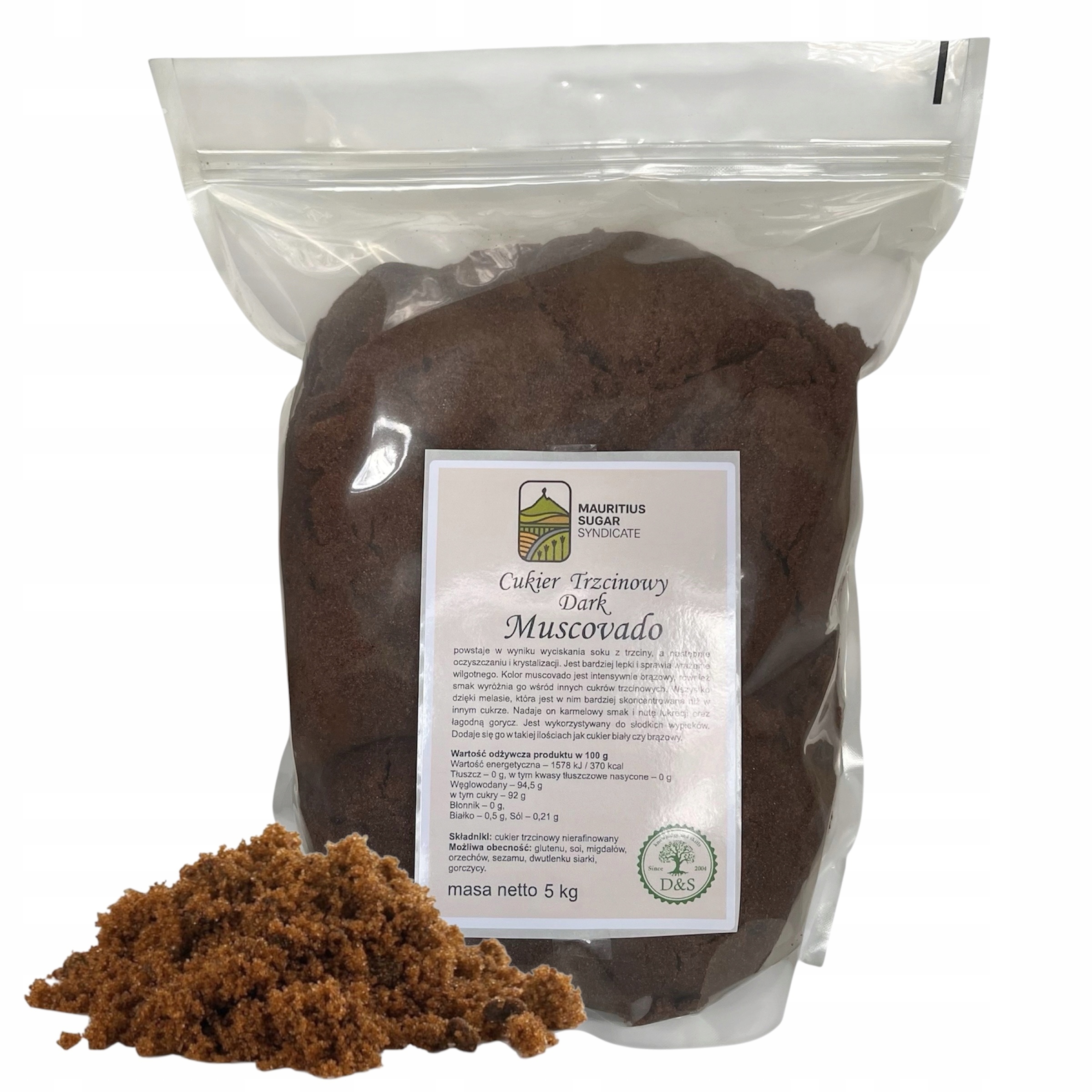 Cukier Trzcinowy Dark Muscovado Nierafinowany Naturalny 5KG Aromatyczny