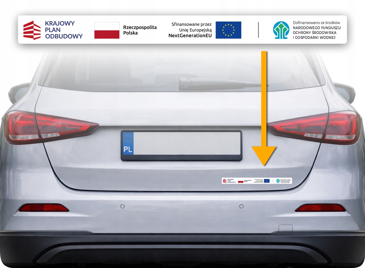 Naklejka Program NaszEauto – Dofinansowanie KPO 23,2x2 cm Folia NOWY WZÓR