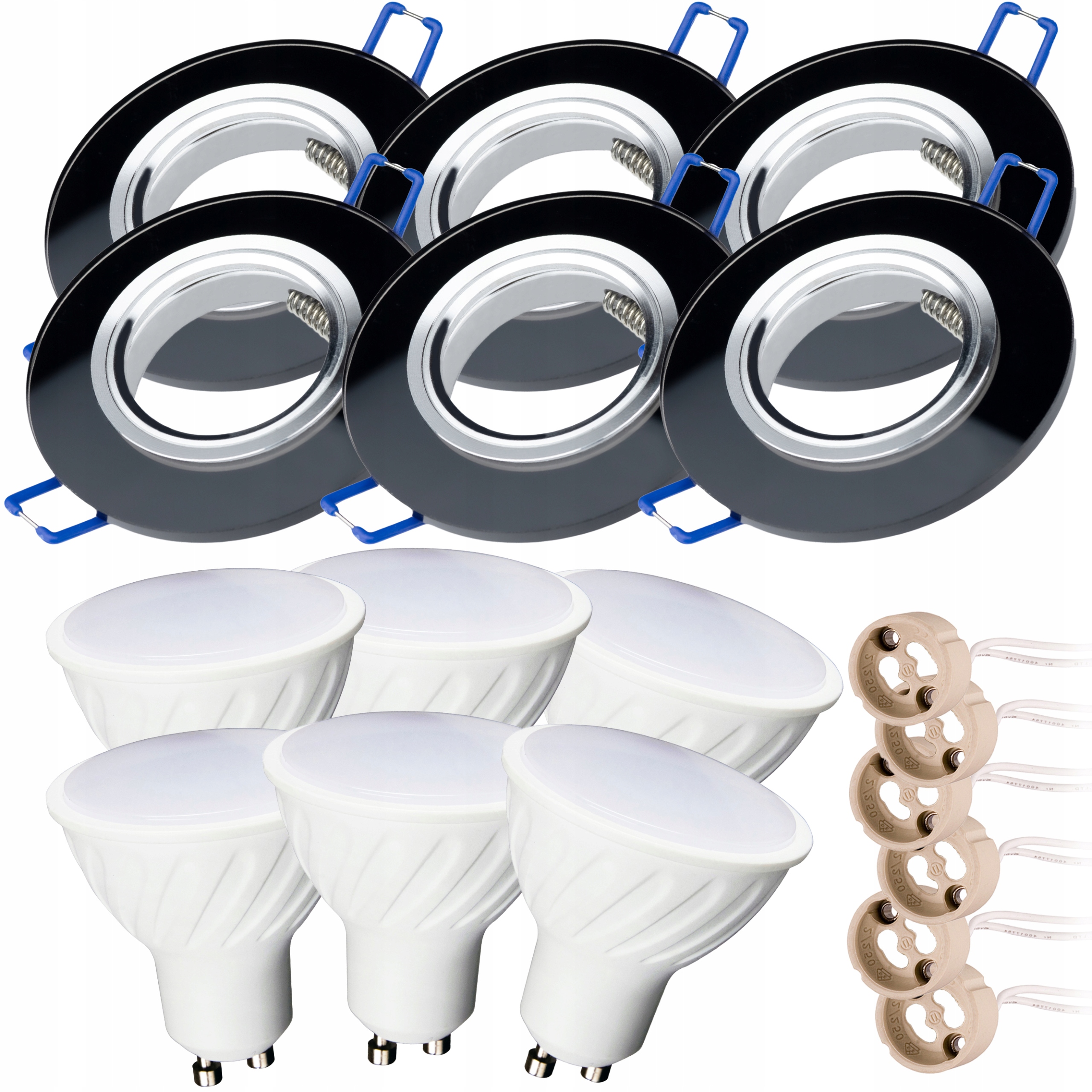 

6x Oprawa halogen Szklana okrągła Led GU10 8W