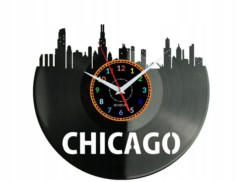 Chicago Dárek Originální dekorace do domu Hodiny z vinylové desky