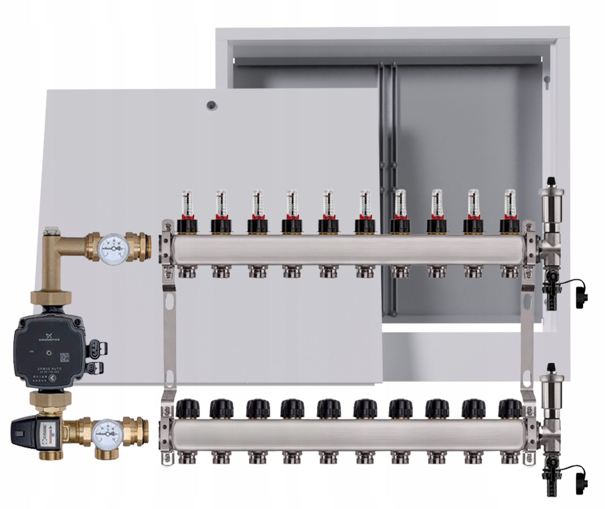 Nerezový rozdělovač pro podlahu 10, nástěnný box Pumpa Grundfos