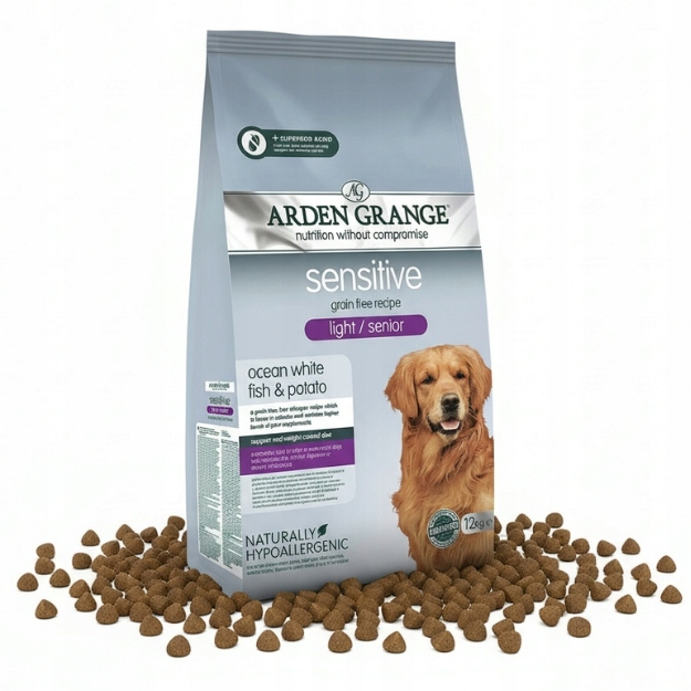 sucha karma dla psa senior light bez zbóż Arden Sensitive 12 kg białe ryby