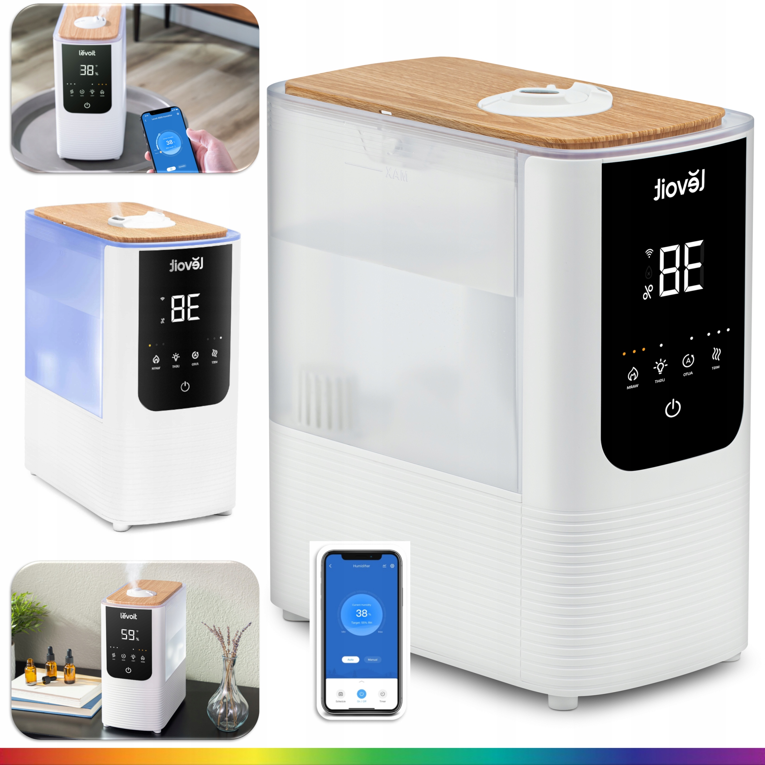 Nawilżacz powietrza Levoit OasisMist 450S ciepła chłodna mgła aroma smart