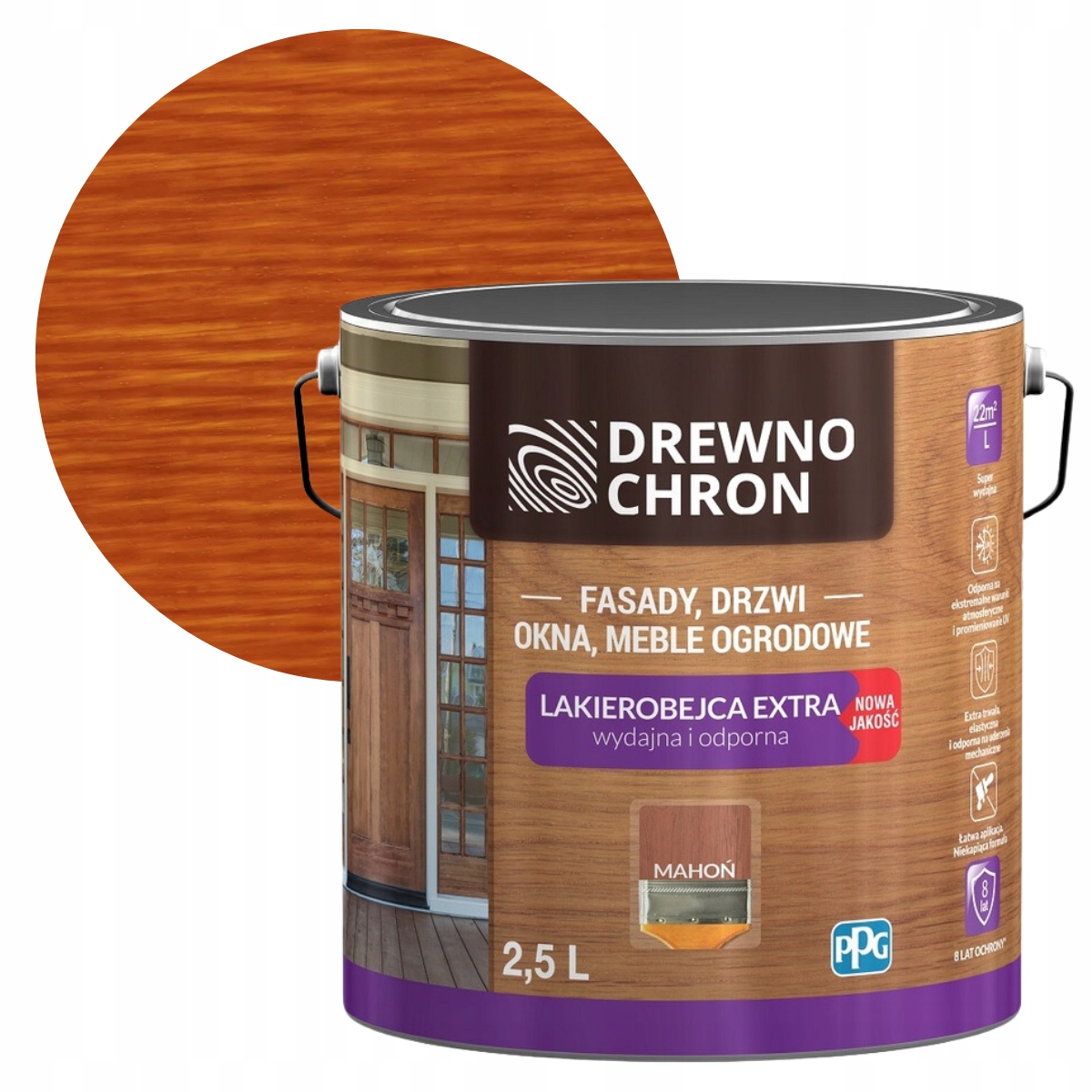 Drewnochron Lakierobejca Extra 2,5L Mahoń