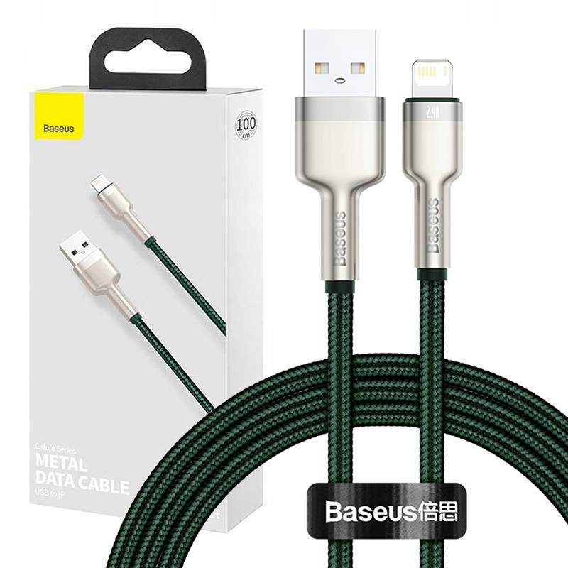 Kabel Usb do Lightning Baseus Cafule, 2.4A, 1m (zielony)