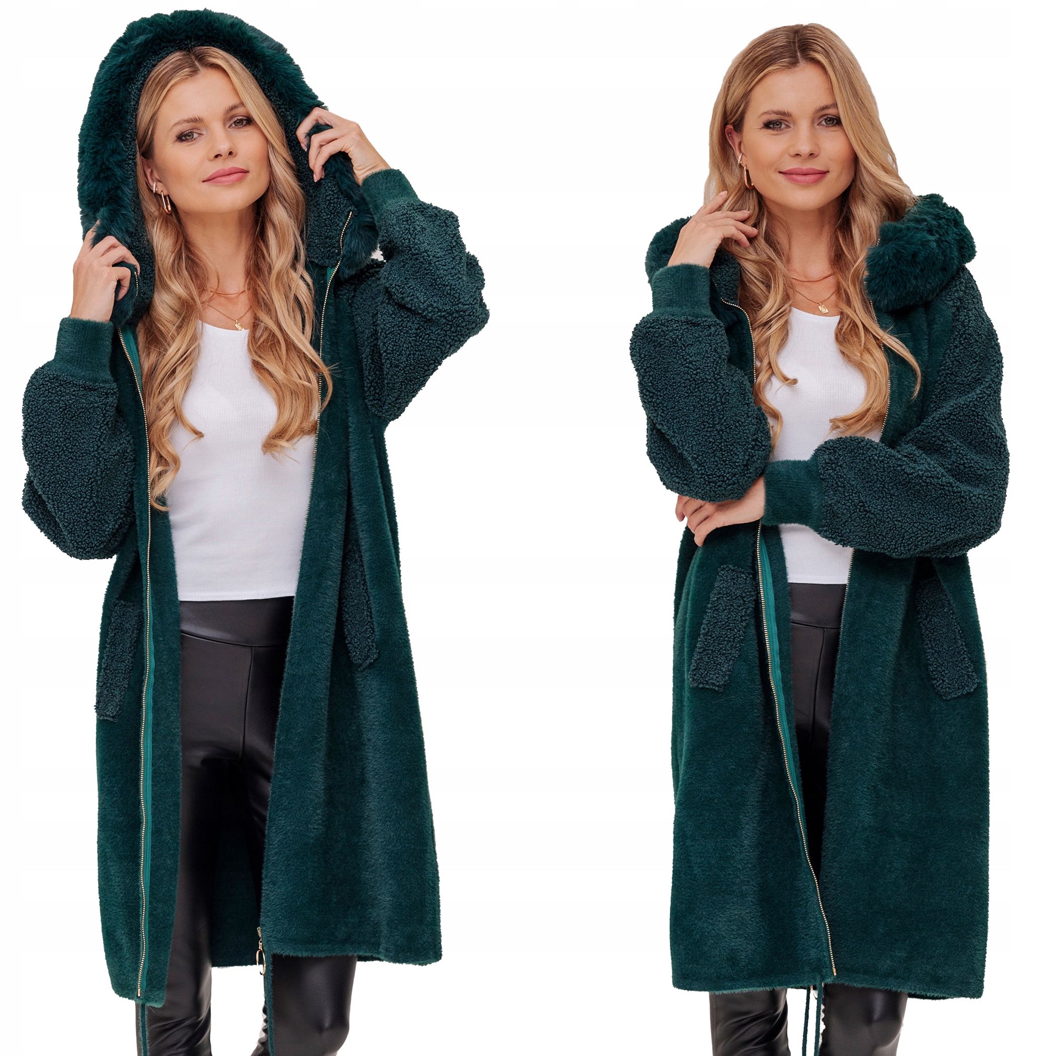 Dlouhý Teplý Svetr S Beránkem A Vlnou, Teplé Alpaky S Kapucí