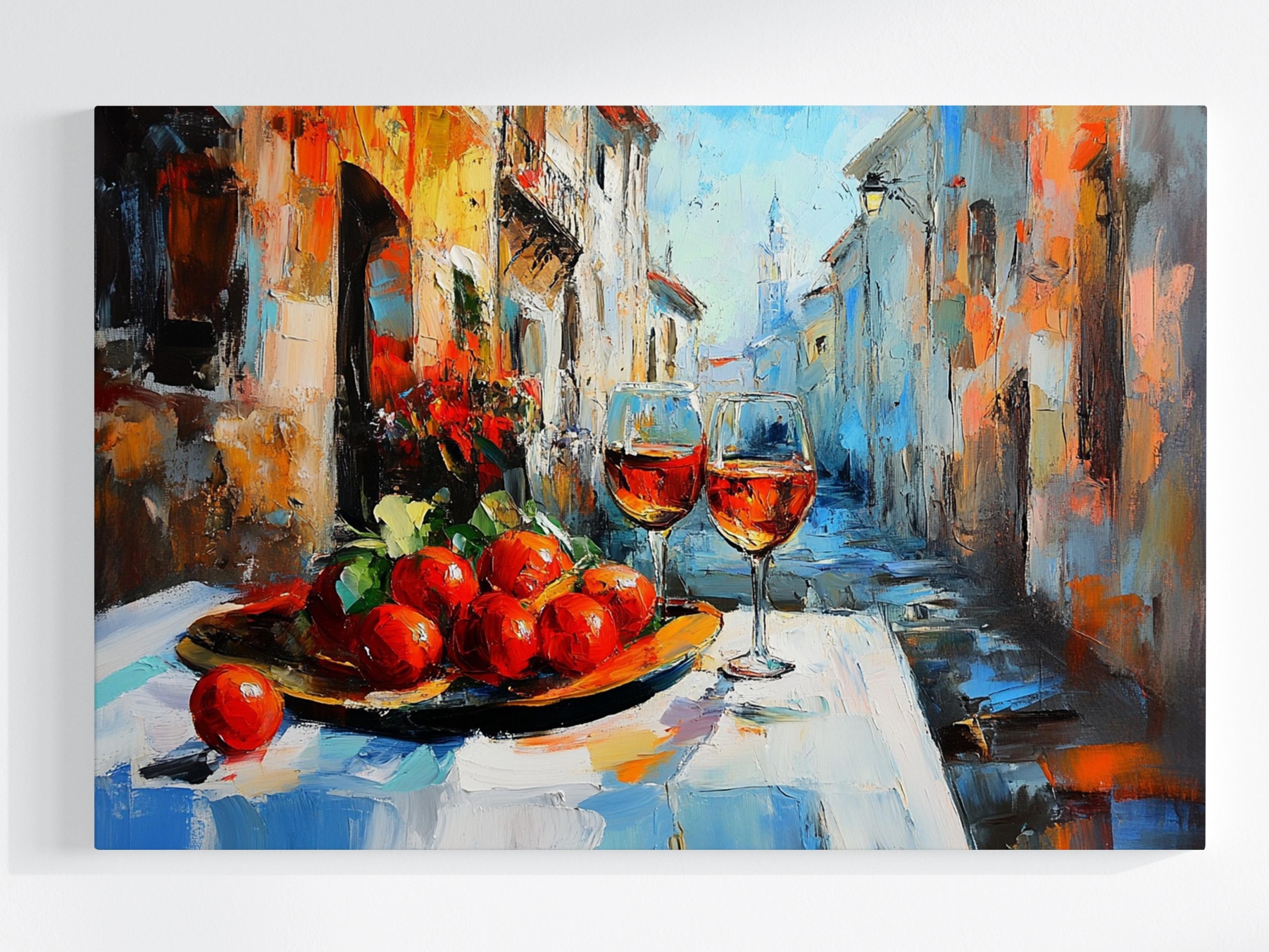 Obraz Na Plátně Canvas Mrtvá Příroda Víno Ulička Ovoce Itálie 120x80