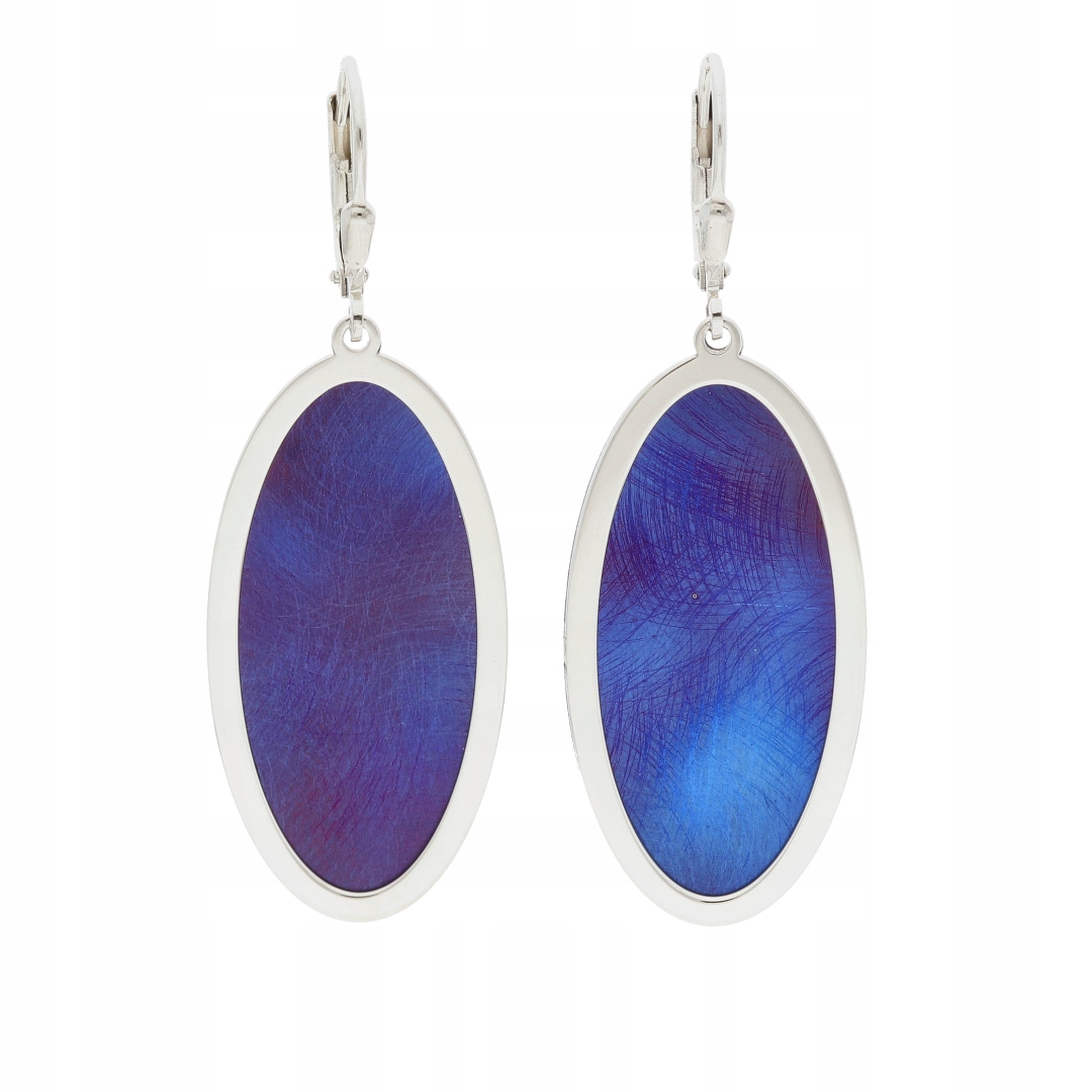 Náušnice oválné, titanové, stříbro rhodiované