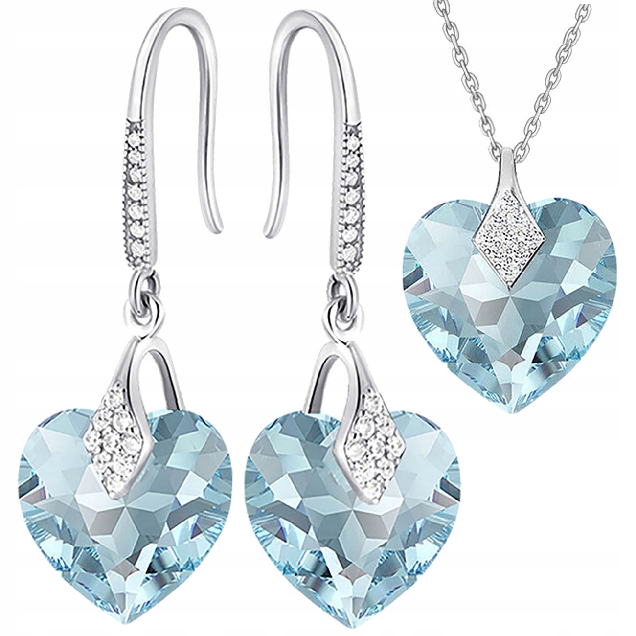 Dámský komplet Stříbro 925 Srdce Náušnice a Přívěsek v lesklém provedení