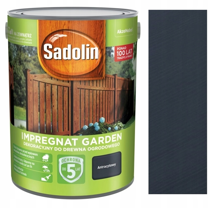 Sadolin Garden Impregnat Dekoracyjny Do Drewna Antracyt 5L