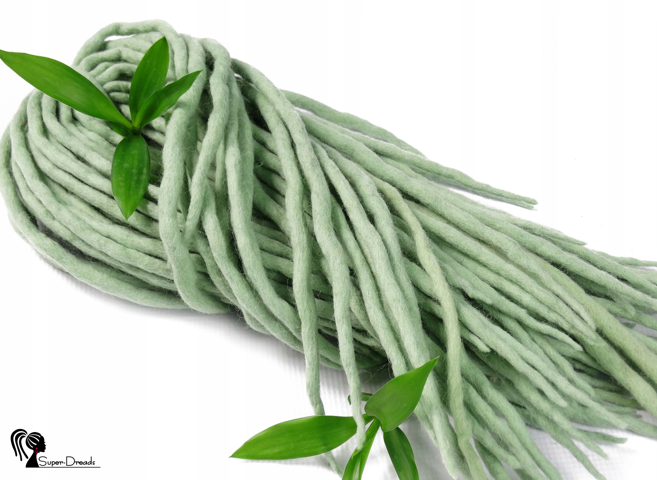 Dredloky Dredy vlněné, ručně vyráběné, zelené, Pastelová Máta, 40 kusů