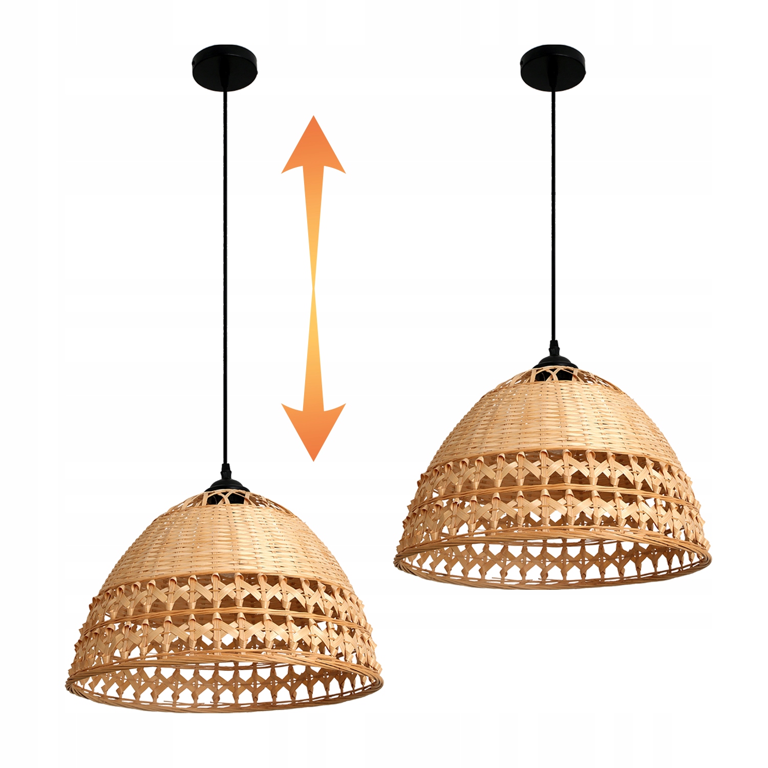Bambusová závesná lampa Boho Pletené tienidlo Prírodná 1xE27 Stropná závesná lampa