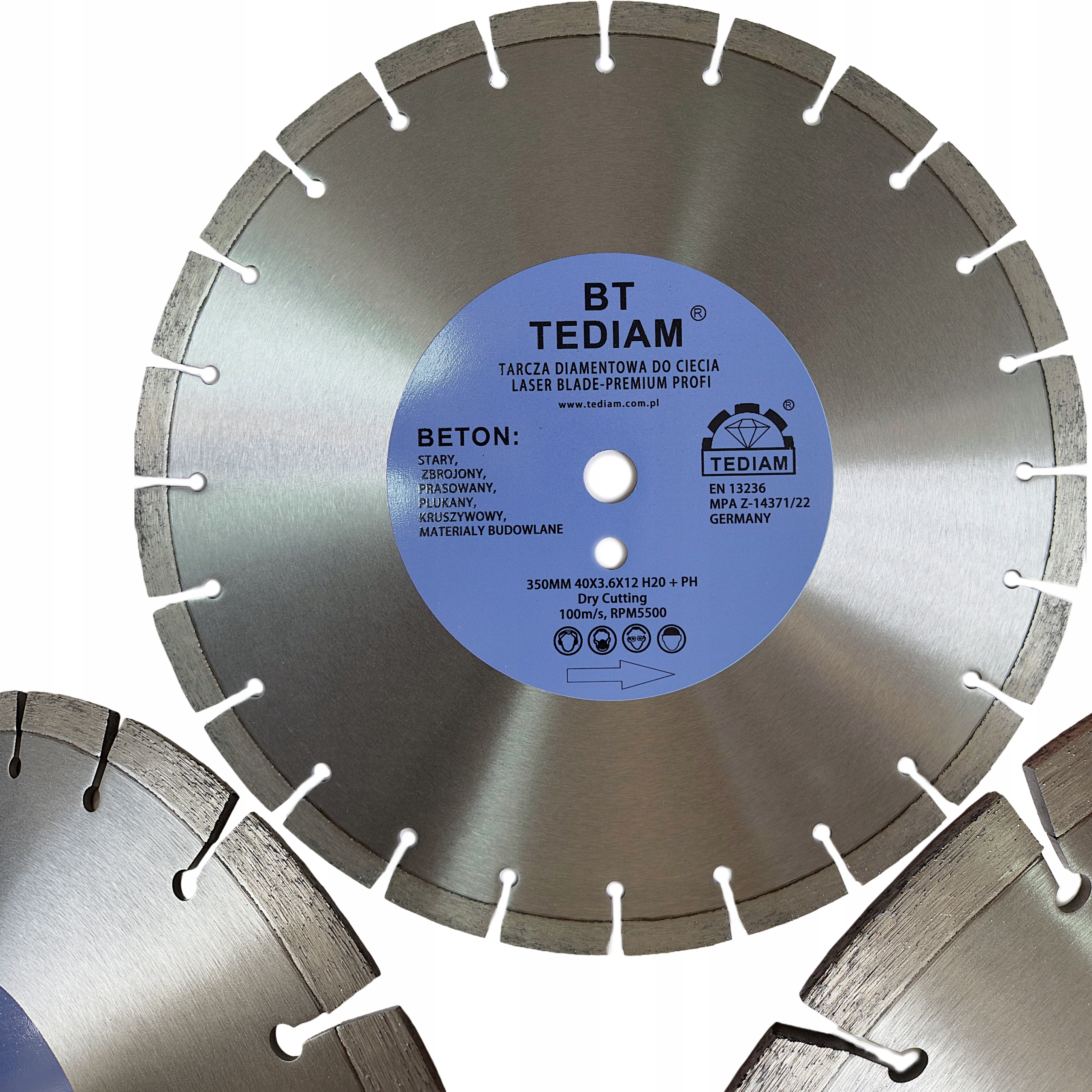 Diamantový kotouč na betonu 350x20 Železobeton Granit Bruk Obrubníky 3,6 mm