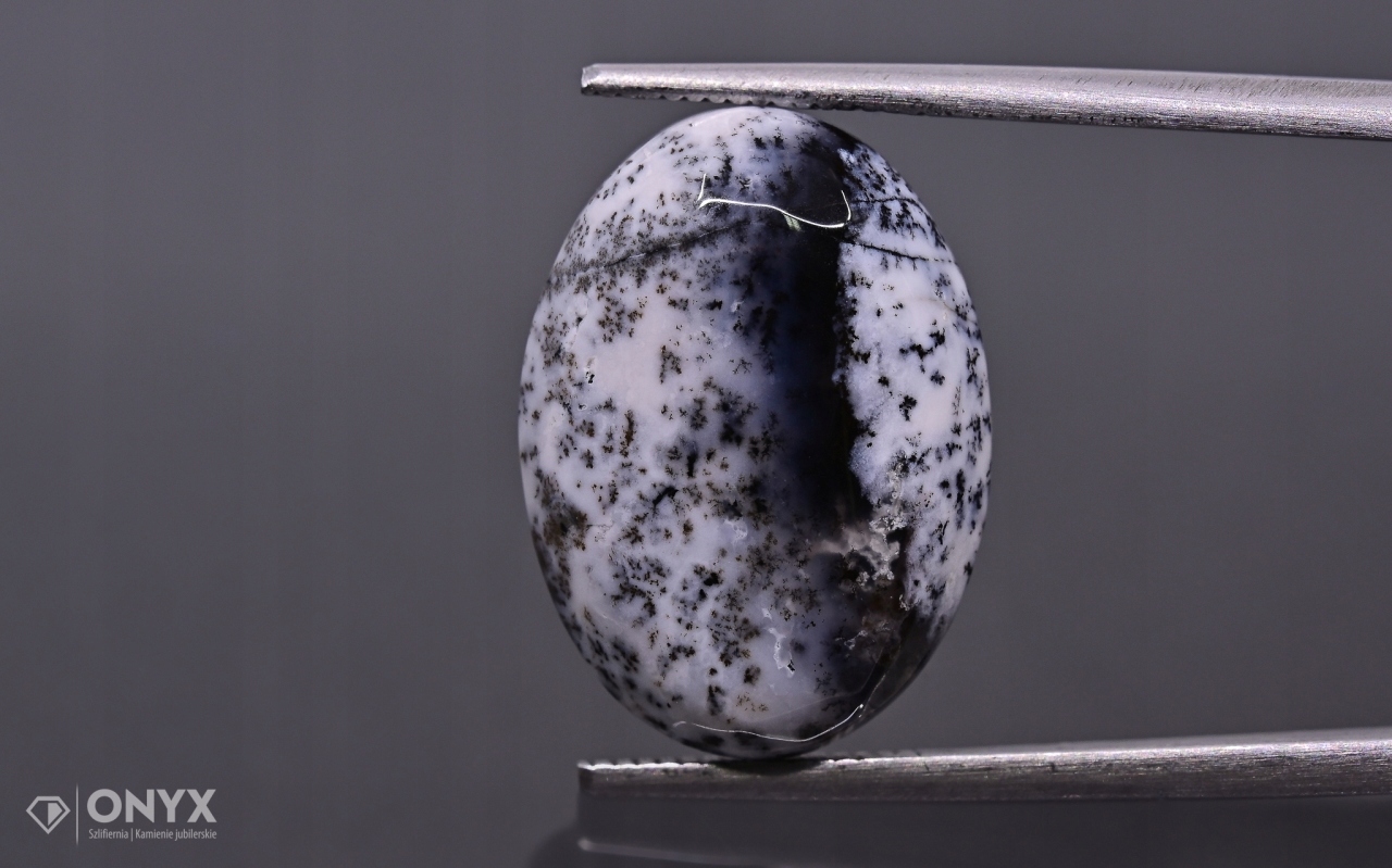 Dendritový achát z Turecka kabošon ovál 18x13 mm