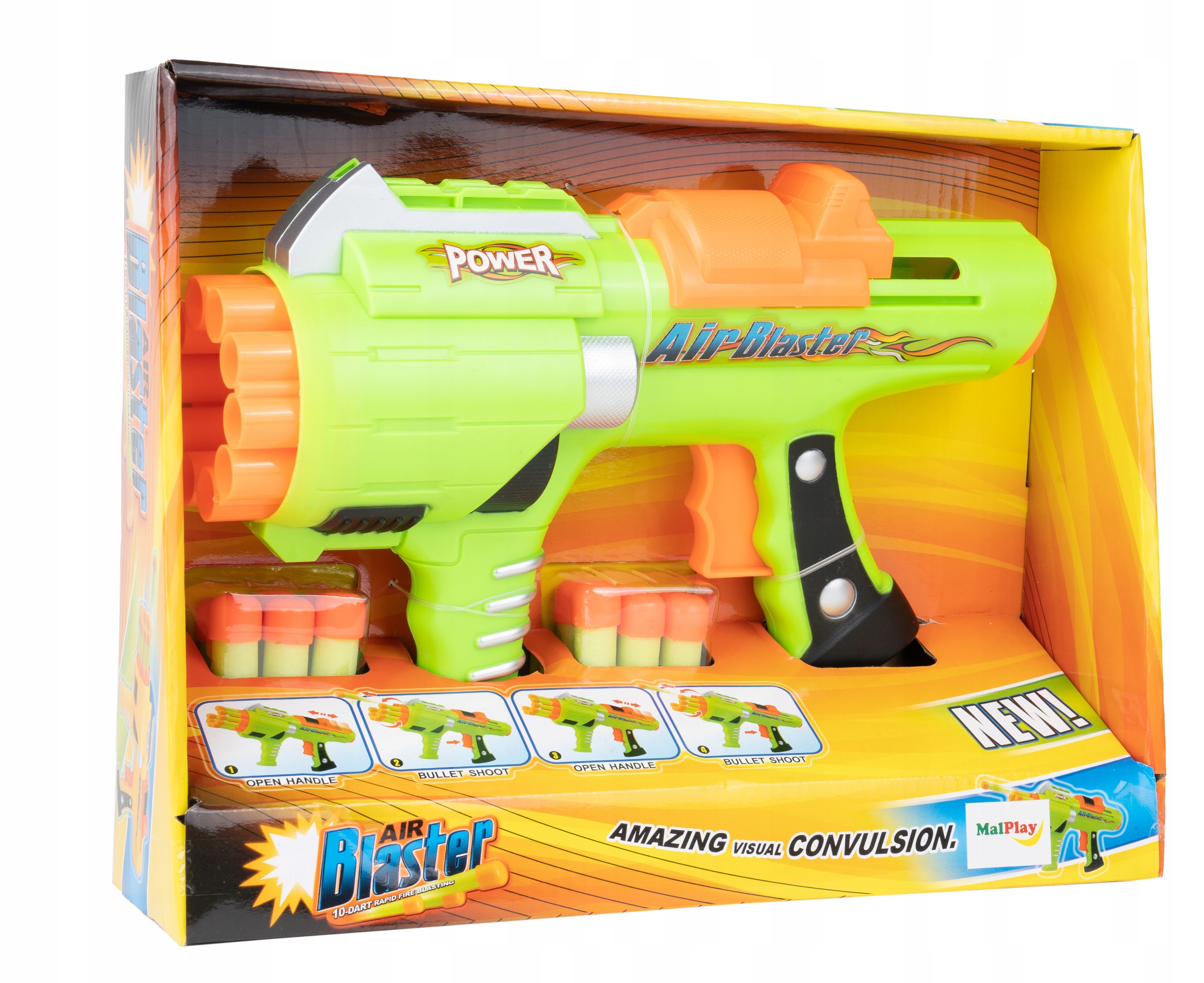 PISTOLET BROŃ STRIKE BLASTER STRZAŁKI PIANKOWE 10 Kolor dominujący odcienie zieleni