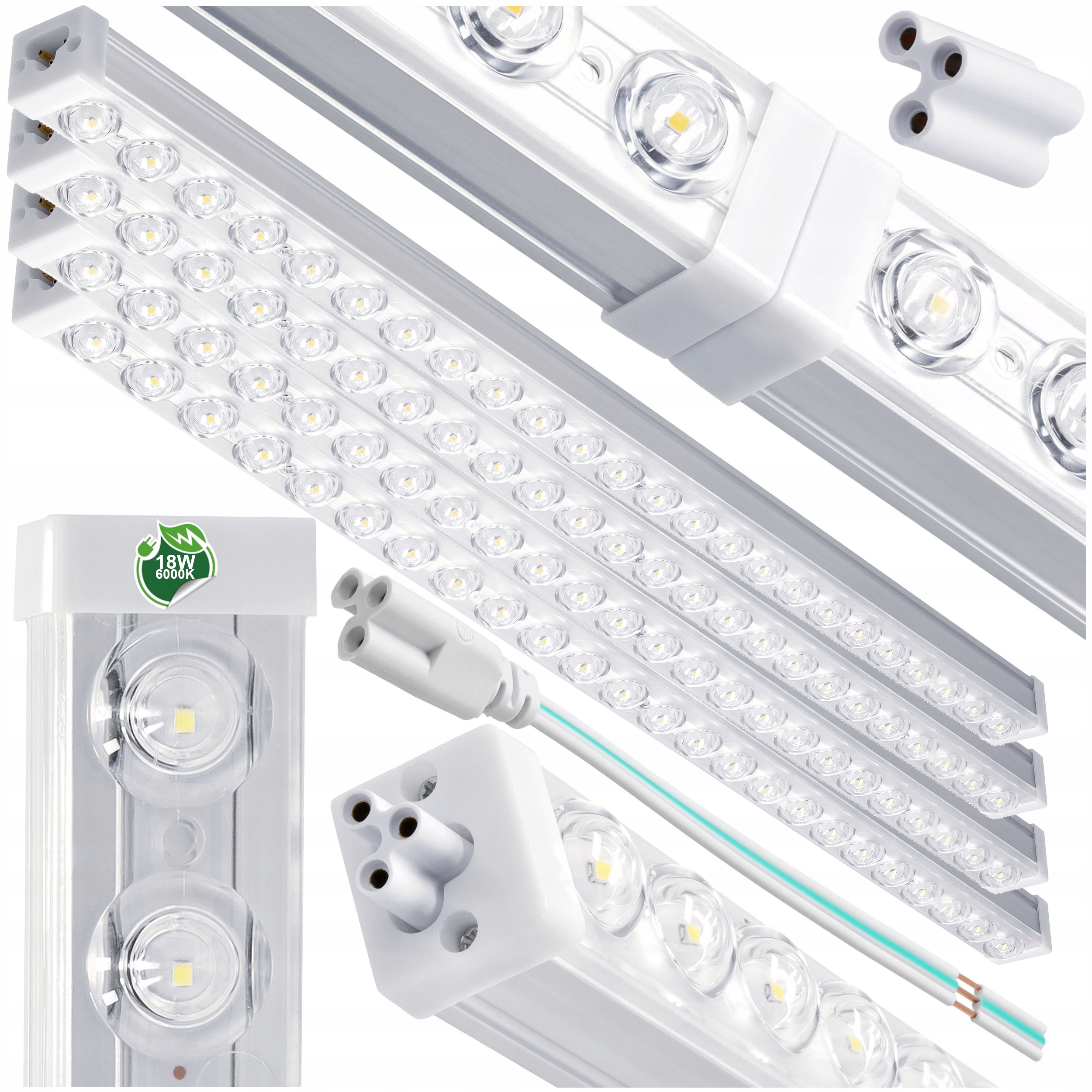 4x Panel Led Lampy Oprawy Do Garażu Warsztatu 60cm 18W 1800lm 6000K Mocne