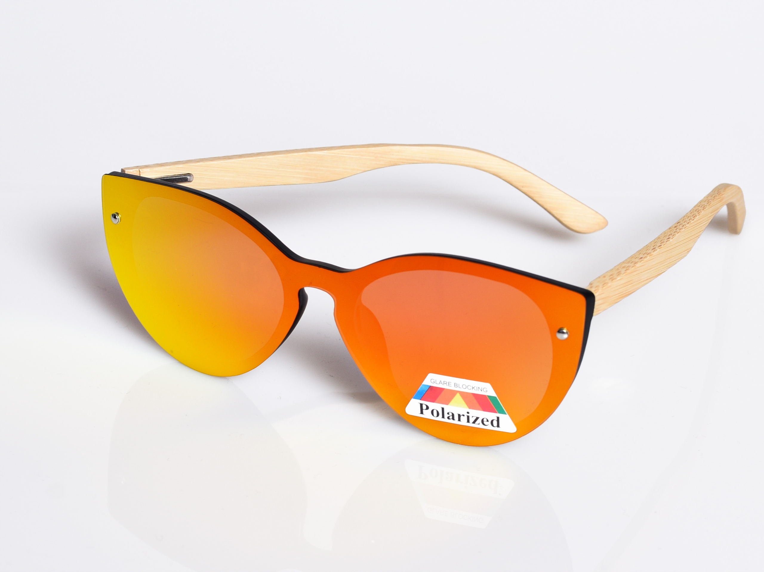 OKULARY POLARYZACYJNE DAMSKIE DREWNIANE LUSTRZANKI Wzór dominujący bez wzoru