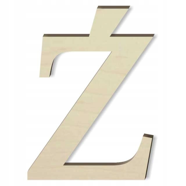 

drewniana Litera literka ź Times napis rozm.M 10cm