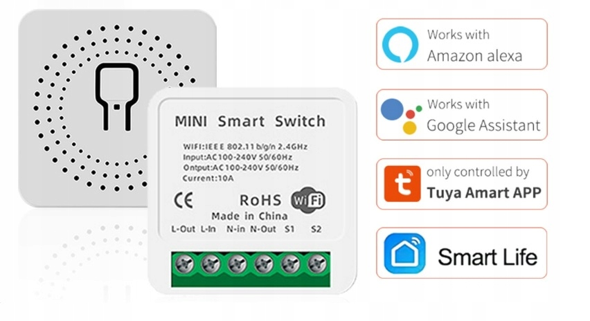 

Gniazdko Wyłącznik Przekaźnik Wifi Tuya Smart 16A