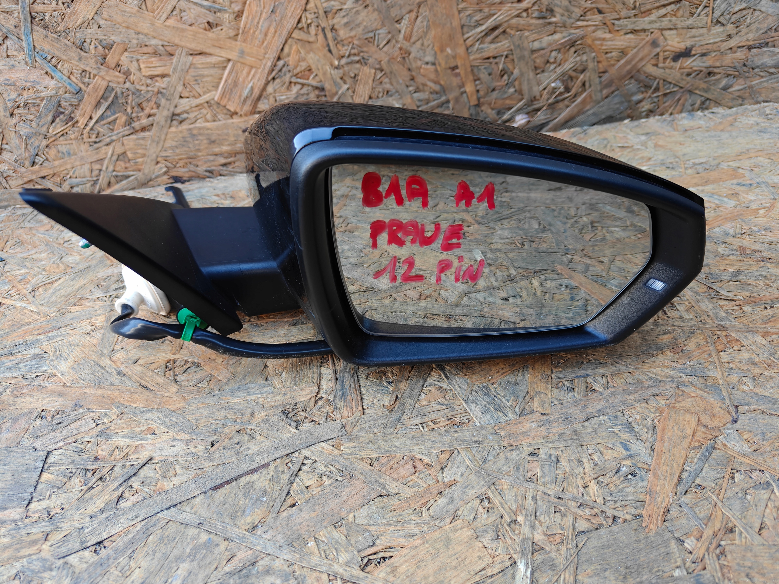 mirror right AUDI A1 82A black, 12PIN 12 vertical