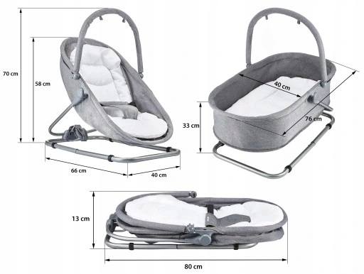 LEŻACZEK + BUJACZEK + KOŁYSKA 3W1 -MobySystem MILA ELEGANCKI LEŻACZEK Długość 70 cm