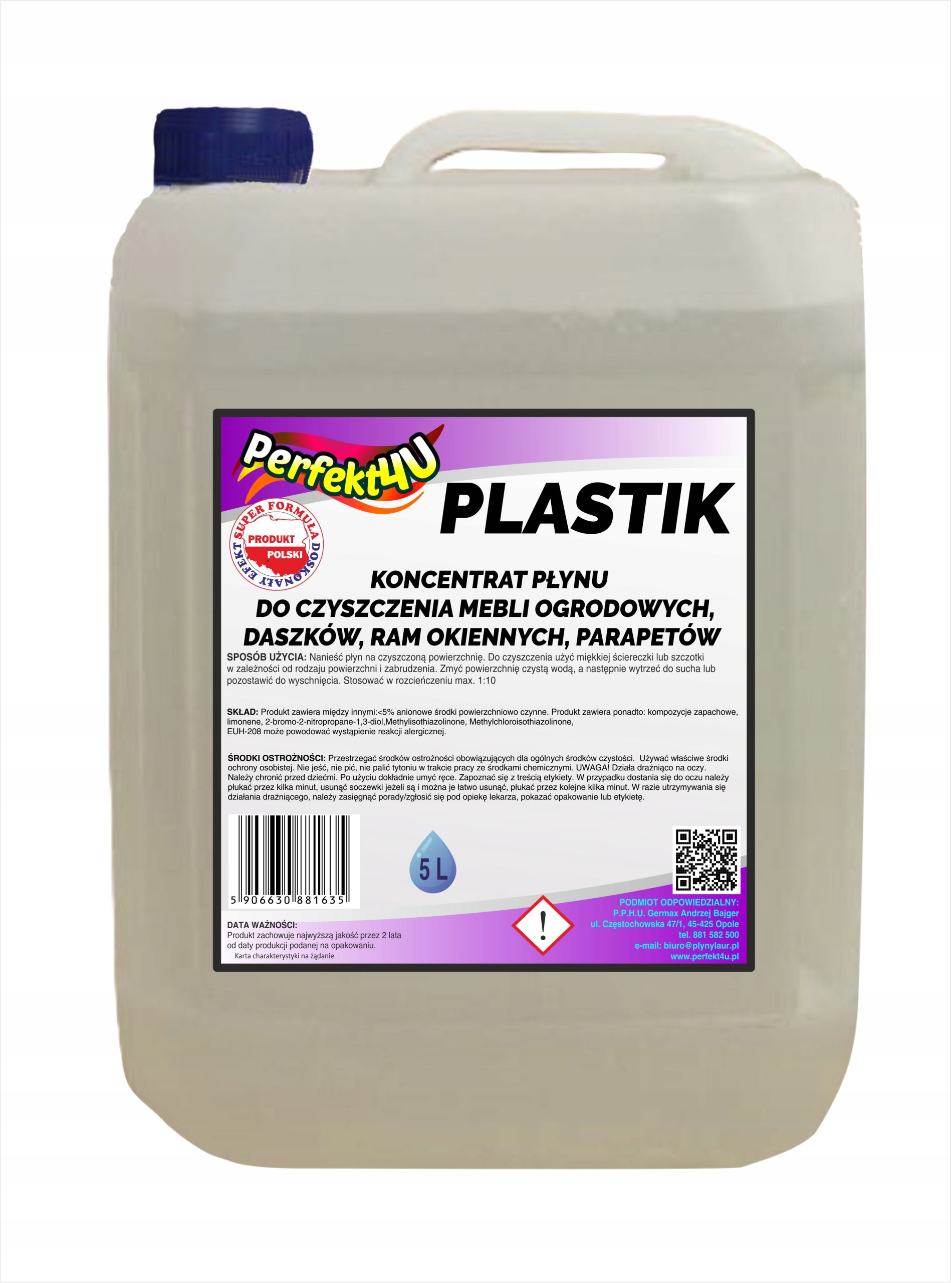 KONCENTRAT DO CZYSZCZENIA PLASTIKÓW, PCV, itp (OP.5L)od perfekt4u