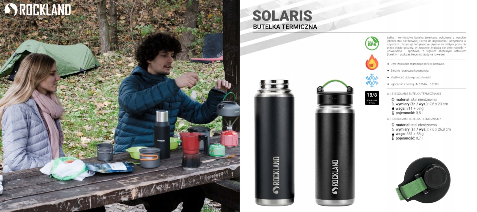 ROCKLAND TERMOS BUTELKA TERMICZNA SOLARIS 0,7L Średnica 7.6 cm