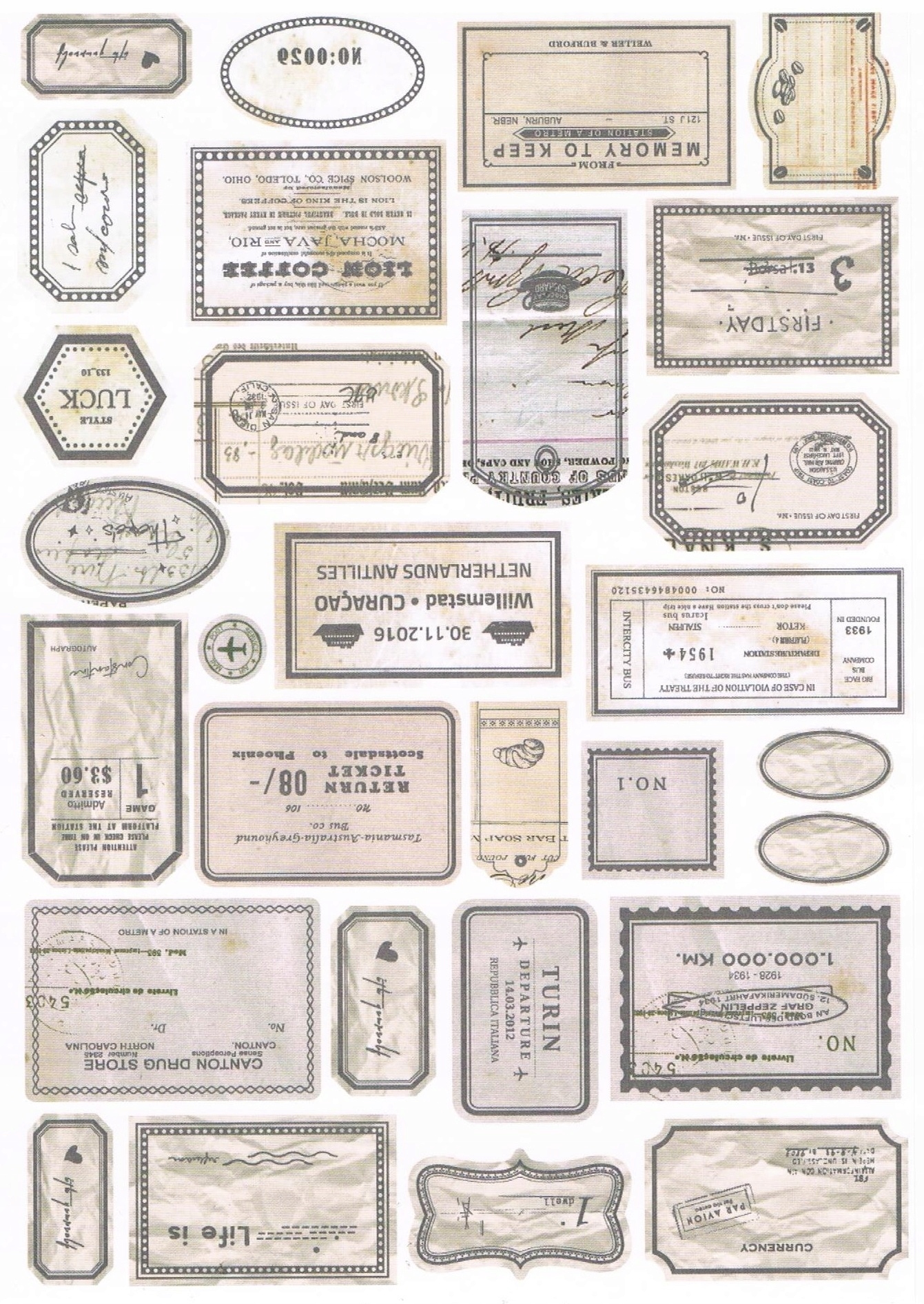 Arkusz Z Klejem Do Scrapbookingu 24x17CM Etykietki
