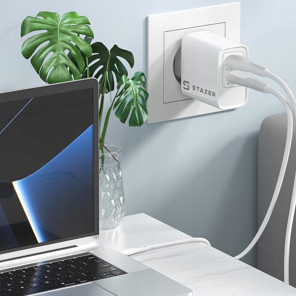 MOCNA ŁADOWARKA SIECIOWA ZASILACZ USB C SZYBKIE ŁADOWANIE TYP-C QC PD 20W Zgodność ze standardem Quick Charge 3.0