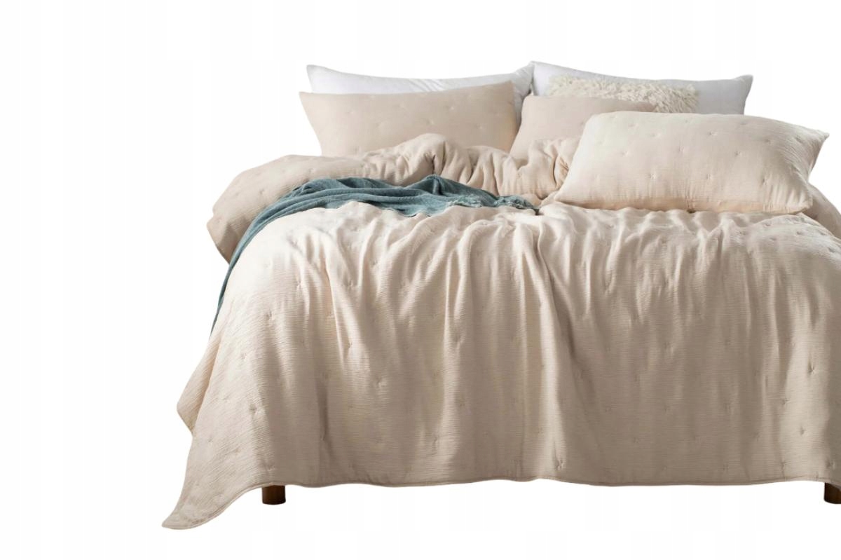 Mušelínový přehoz na postel Stella 160x220 cm béžový s výšivkou