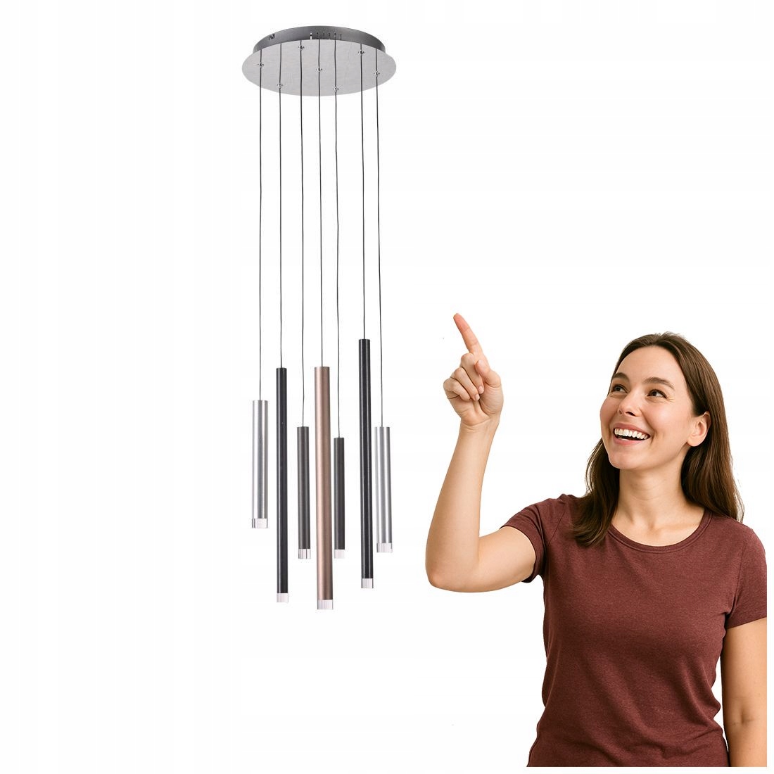 Reyna Chromowa Lampa Led 7P, Styl Nowoczesny Italux