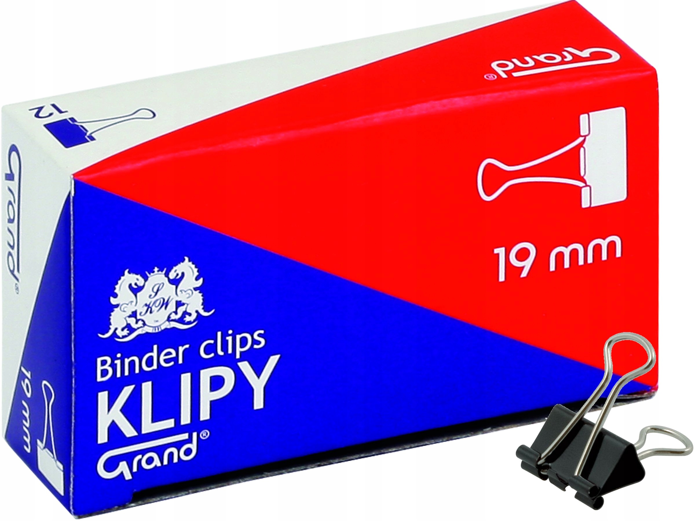 KLIPY BIUROWE DO PAPIERU GRAND 19MM 12 SZTUK