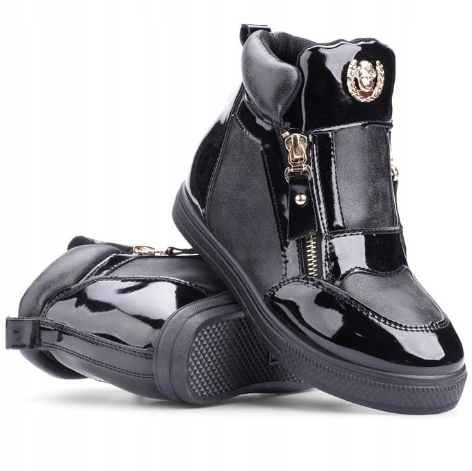 

Sneakersy dziewczęce botki czarne ukrytym koturnie