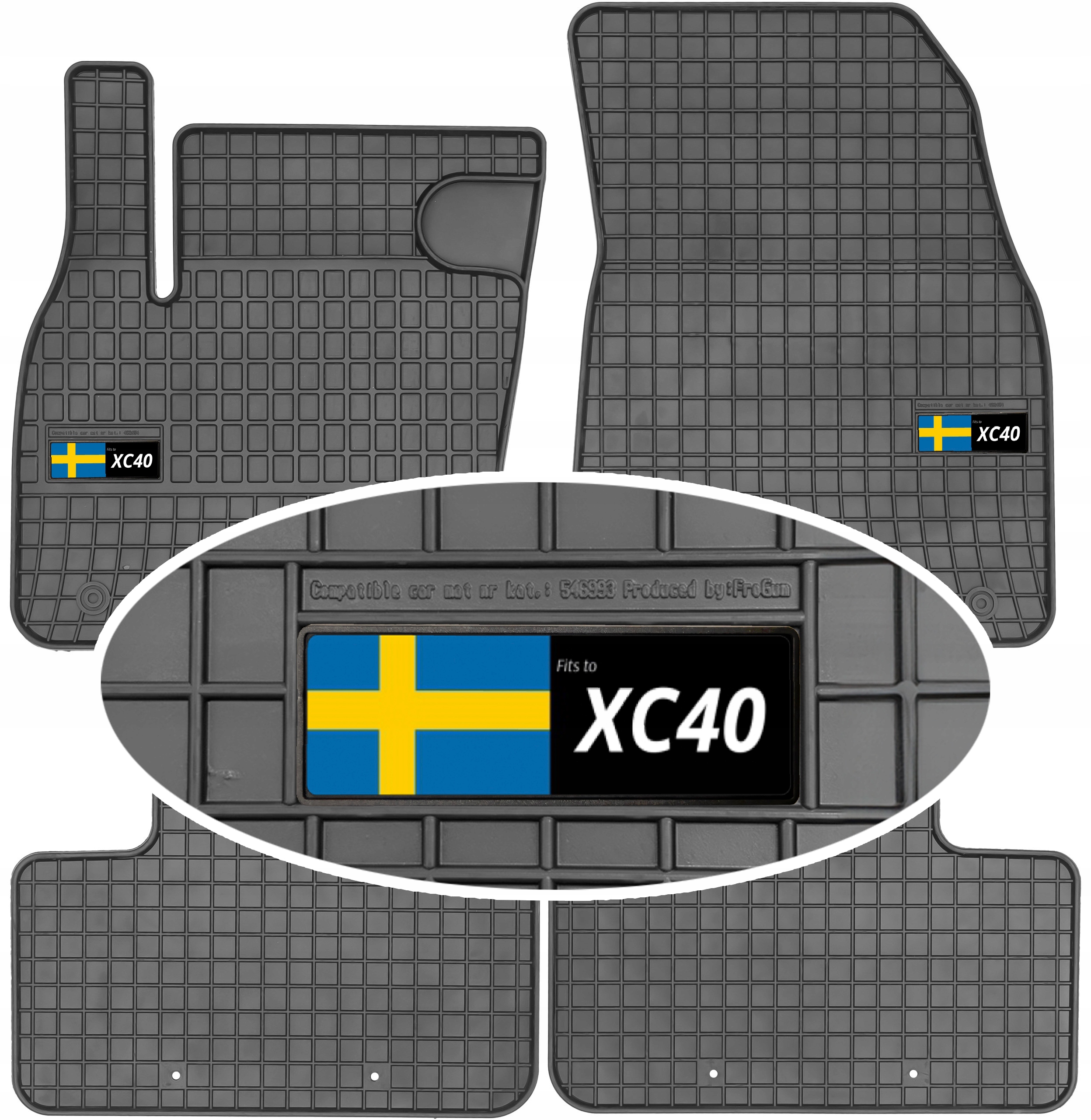 Volvo XC40 2017- Dywaniki gumowe Frogum Emblemat