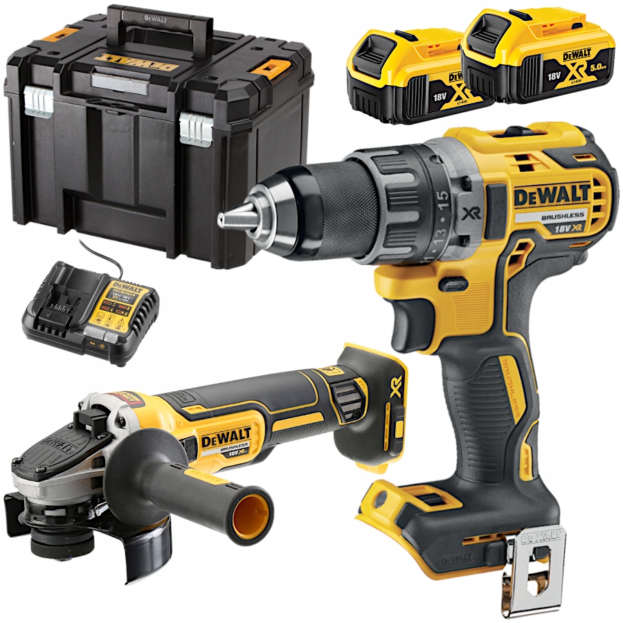 Zestaw Wkrętarka DCD791 Szlifierka DCG405 2x5Ah Tstak VI DeWalt DCK2020P2T