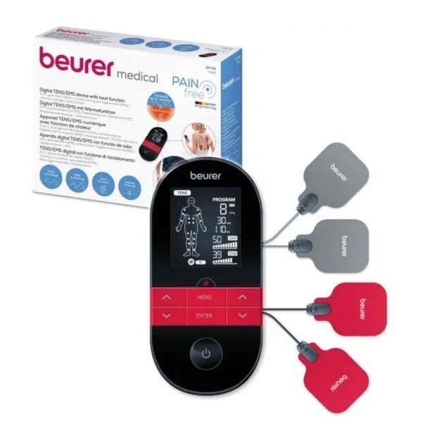 Beurer EM59 Heat Elektrostymulator mięśni terapia bólu Tens/ems 4 elektrody