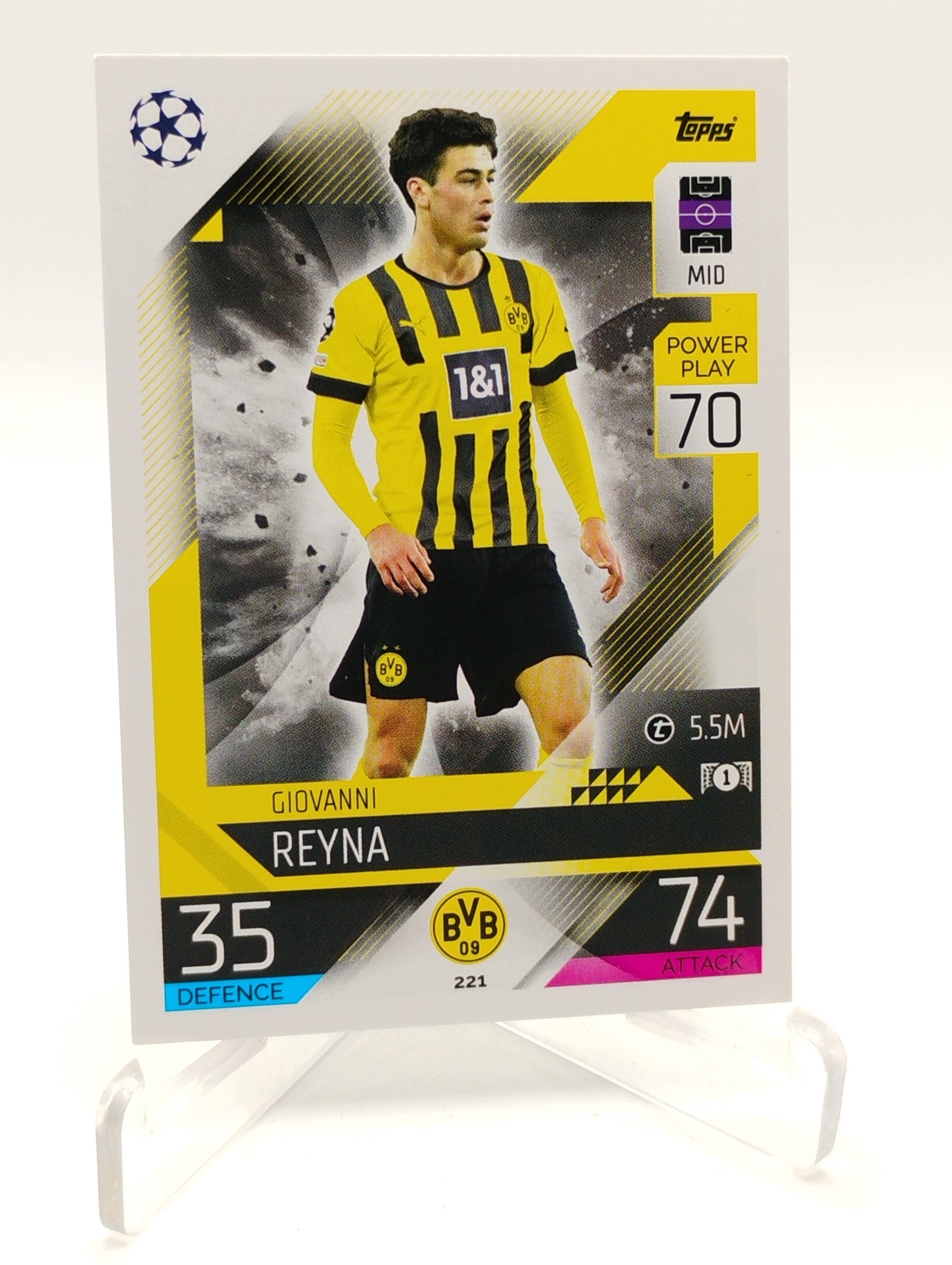 Topps Match Attax 2022-2023 Base Card 221 Giovanni Reyna Borussia Dortmund