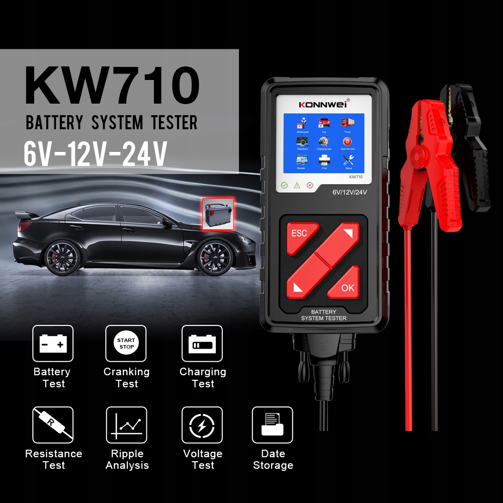 Konnwei KW710 TESTER AKUMULATOROW 6V 12V 24V Producent code KW710